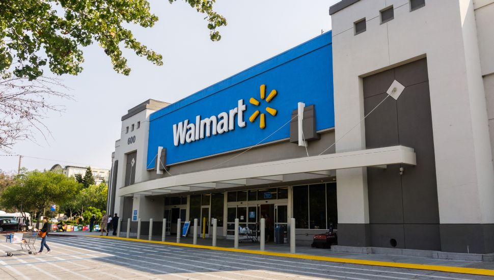 The entrance to a Walmart store.