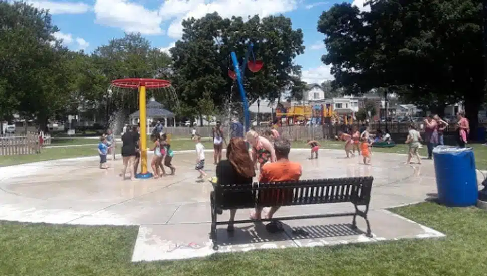 The splash pad at Governor Printz Park in Tinicum as it appeared back in 2019.