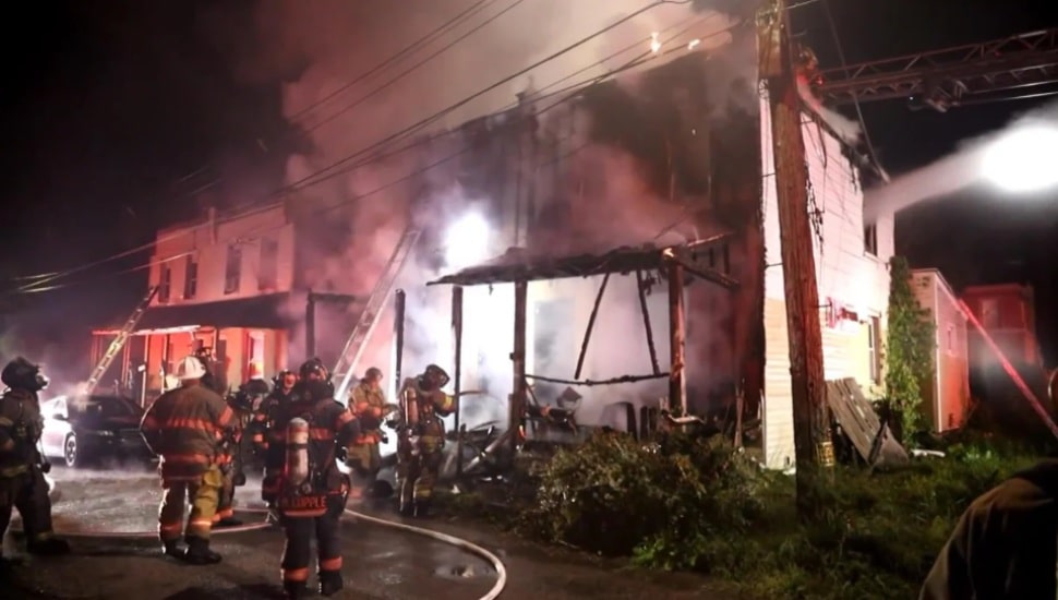 Firefighters put out a building fire in Chester city.