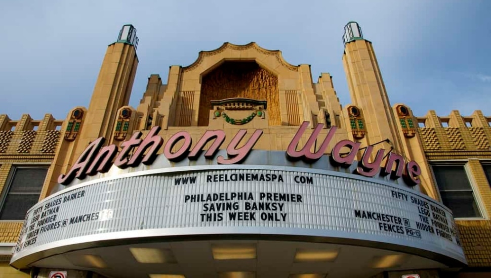 The marque of the Anthony Wayne Theater.