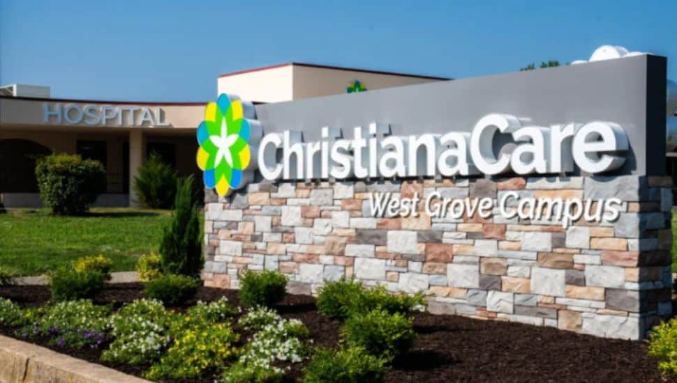 A sign for a ChristianaCare hospital.