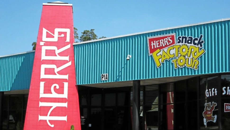 The exterior to the Herr's factory.