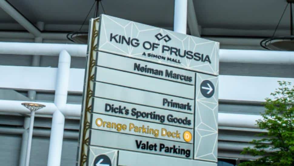 A sign for the King of Prussia Mall.