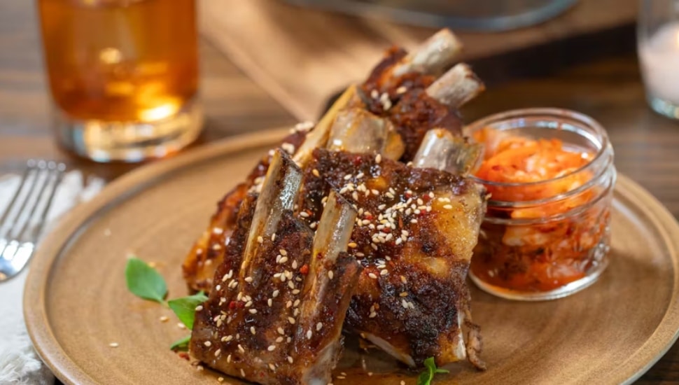A plate with a new prepared dish from Noble Goat.