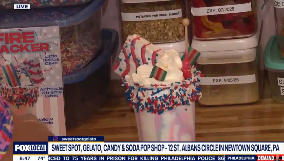 A loaded milkshake, "The Firecracker," at Sweet Spot in Newtown Square.