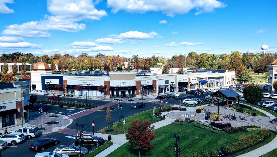 An aerial view of the Shops at Valley Square where a new sports bar is opening.