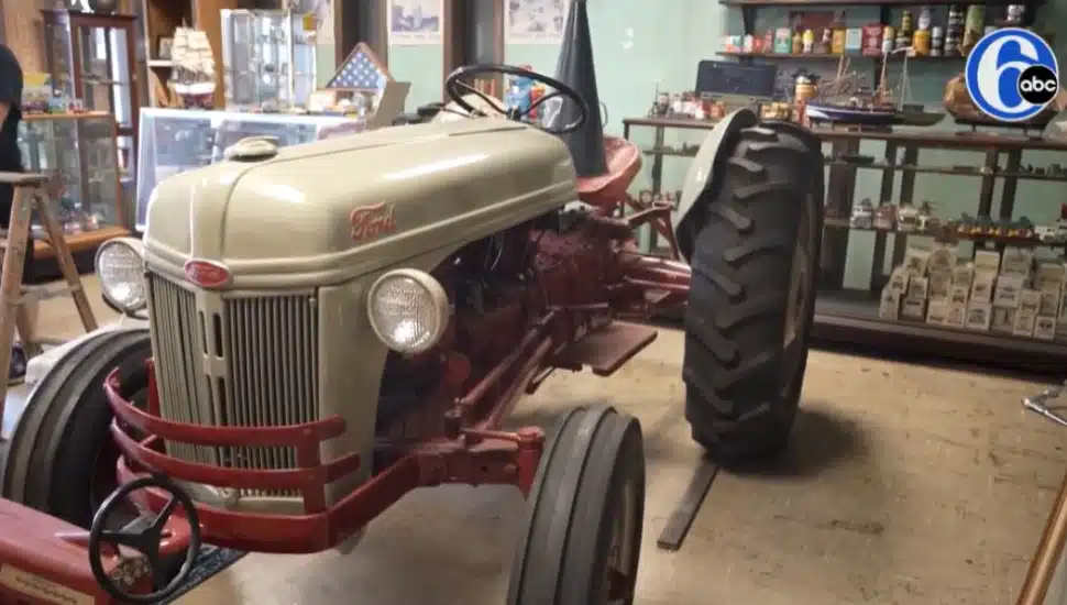 A tractor is put up for sale by George Kaiser of Collingdale.
