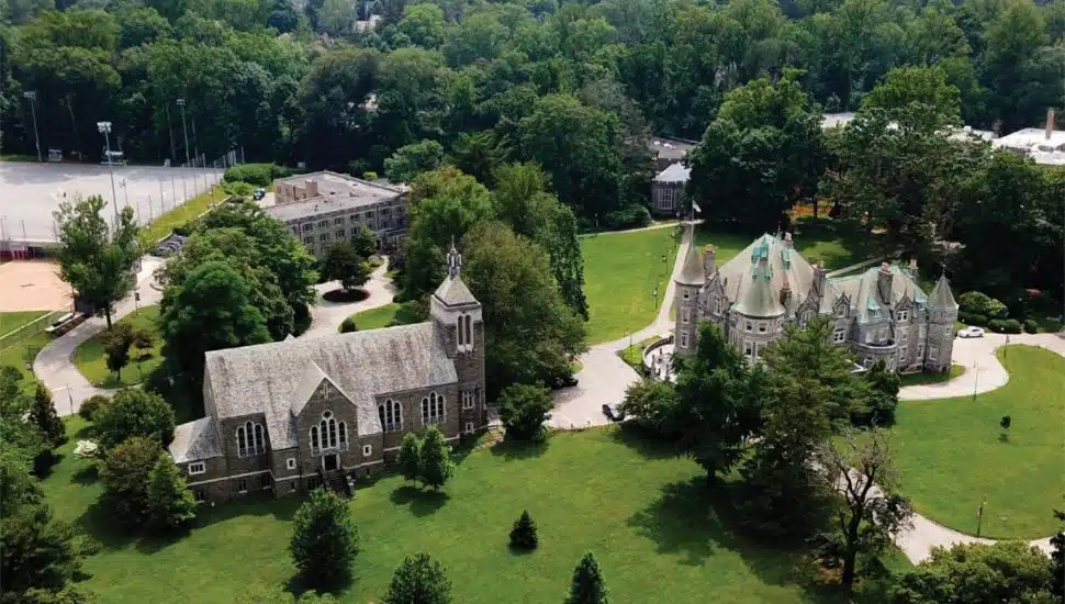 An aerial view of the Rosemont College campus.