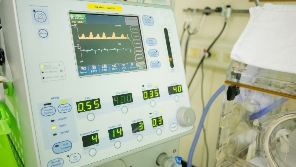 A ventilator in operation.