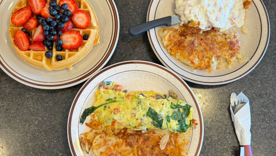 Three different breakfast entrees available at the Court Diner in Media.