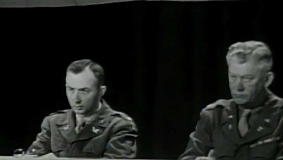 Lt. Col. Raymond E. Zickel Sr., right, a Glenolden native, during the Dachau trials, soon after the end of World War II>