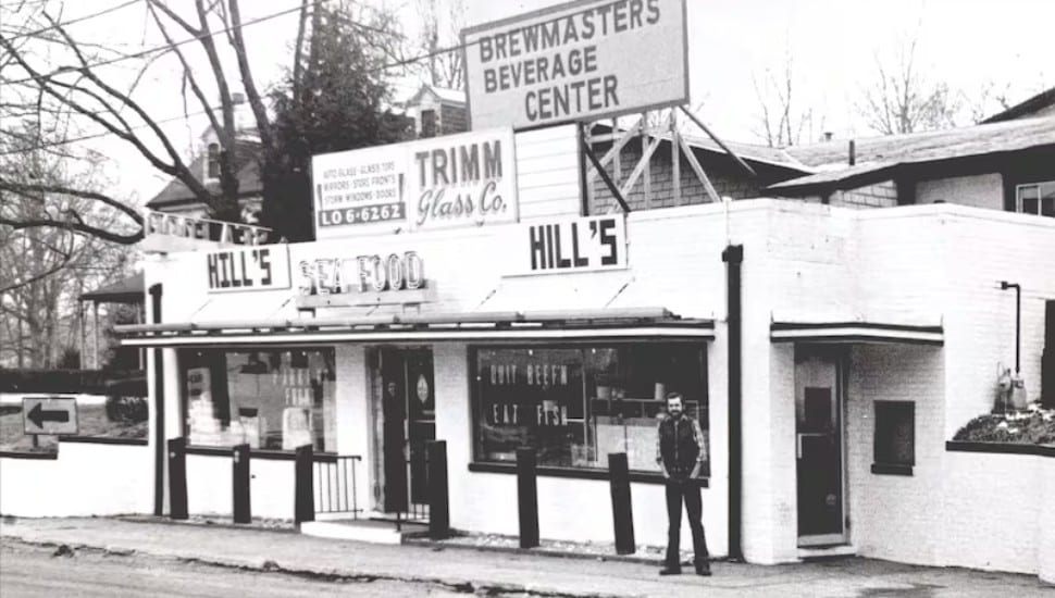 Bernie Grogan outside of the first Hill's Quality Seafood store in Media.