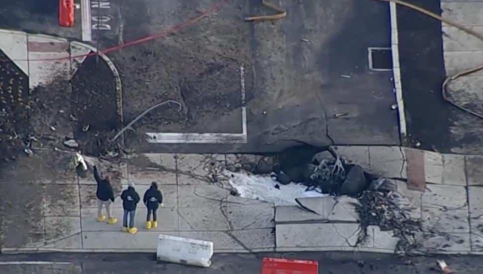 Scene of the jet crash in Northeast Philadelphia.