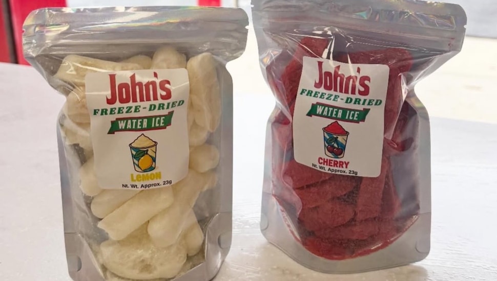 Two containers of John's Freeze-Dried Water Ice.