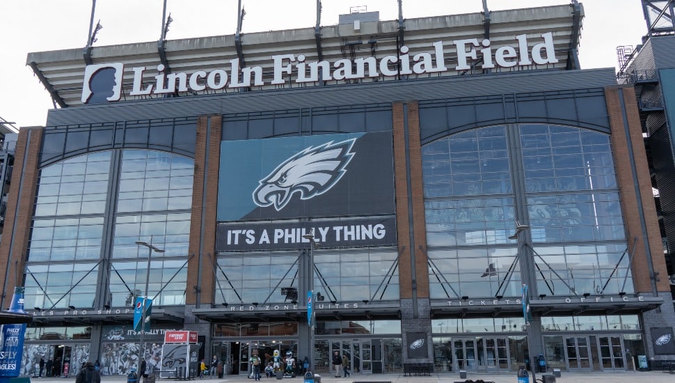 The exterior wall with sign at Lincoln Financial Field.