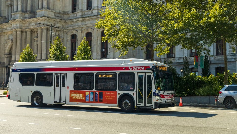 A SEPTA bus out on the street.