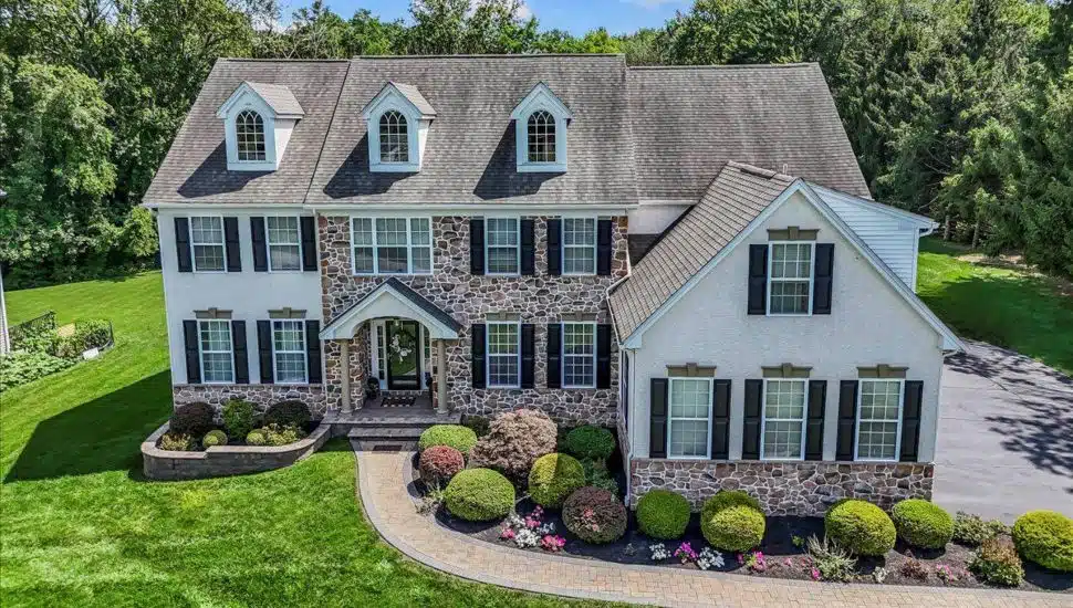 An exterior look at a Colonial at 882 Shavertown Road for sale in Garnet Valley.