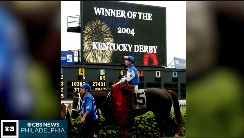 Racehorse Smarty Jones after the 2024 Kentucky Derby win.