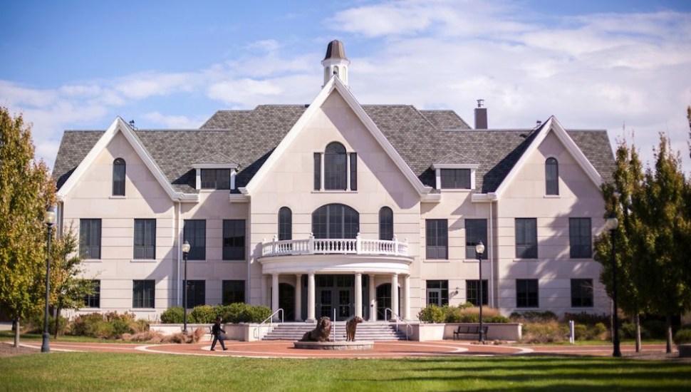 Founders Hall at Widener University, the location of the School of Nursing, now renamed the Jack and Nancy Dwyer School of Nursing.