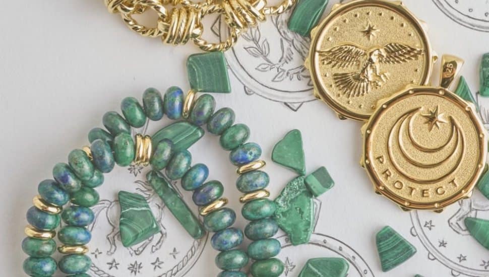 Eagles-themed jewelry on display at Jane Win Jewelry.