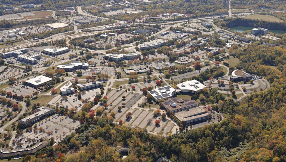 An aerial view of the Malvern Green Complex, an office park recently listed for sale.