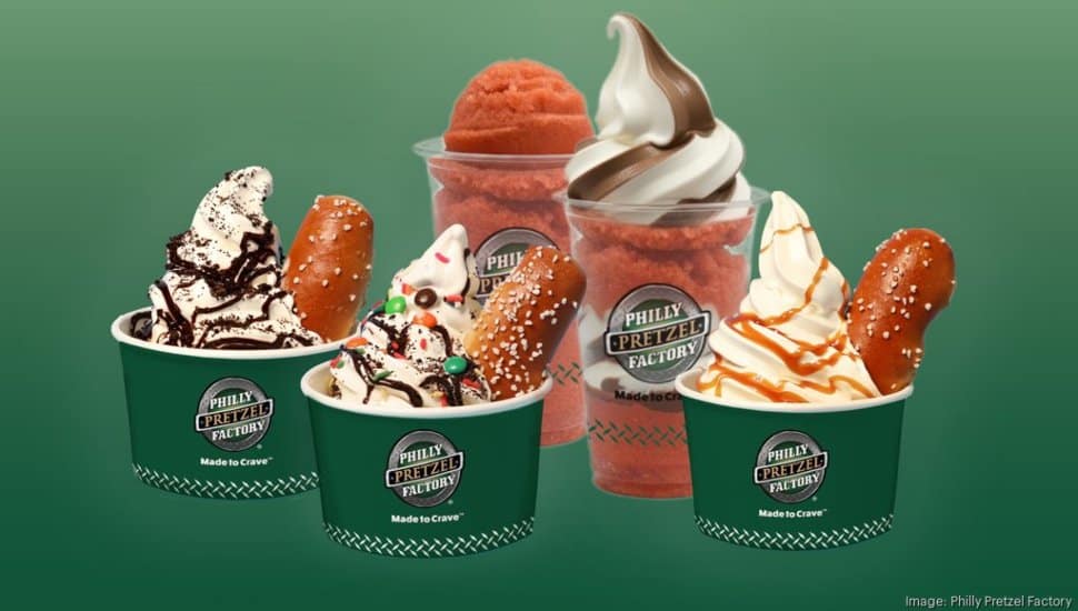 New ice cream desserts offered now at Philly Pretzel Factory.