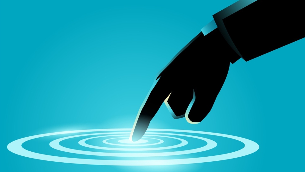 Finger making a ripple illustration.