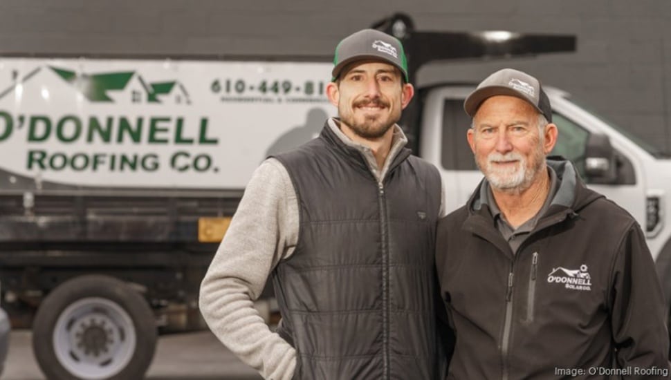 CEO Kevin O’Donnell (left) and his father Larry O’Donnell of O'Donnell Roofing in Havertown.