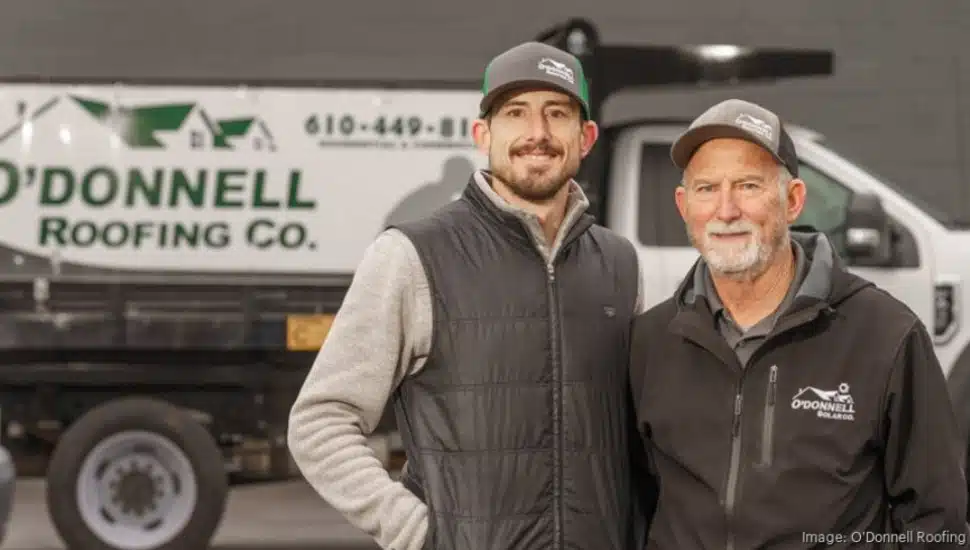 CEO Kevin O’Donnell (left) and his father Larry O’Donnell of O'Donnell Roofing in Havertown.