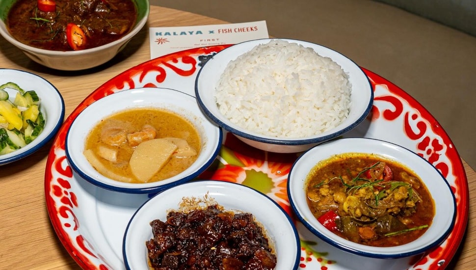 Plates of food on a table.