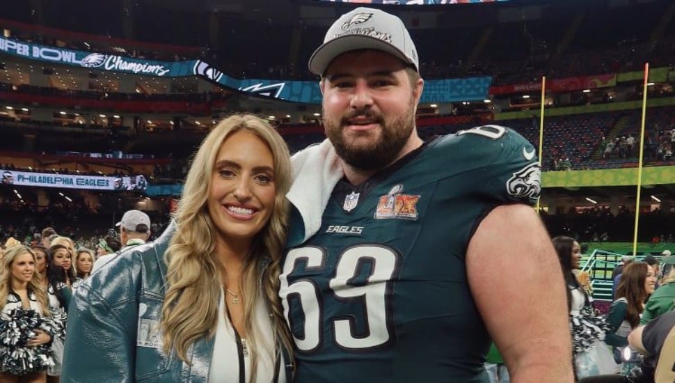 Eagles star Landon Dickerson and wife Brooke Dickerson.