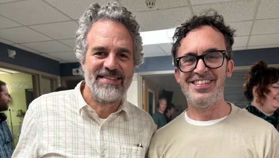 Mark Ruffalo and Michael Bertrando pose for a picture.