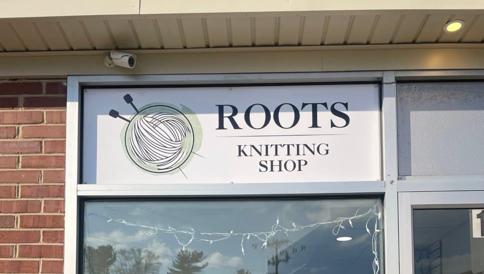 Roots Knitting Academy and Shop sign.