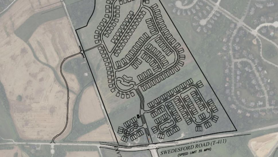 A schematic of the proposed Toll Brothers residential development in Exton.