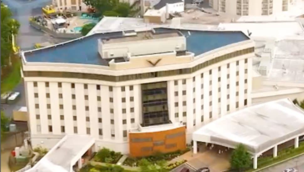 An aerial view of the Valley Forge Casino Resort.