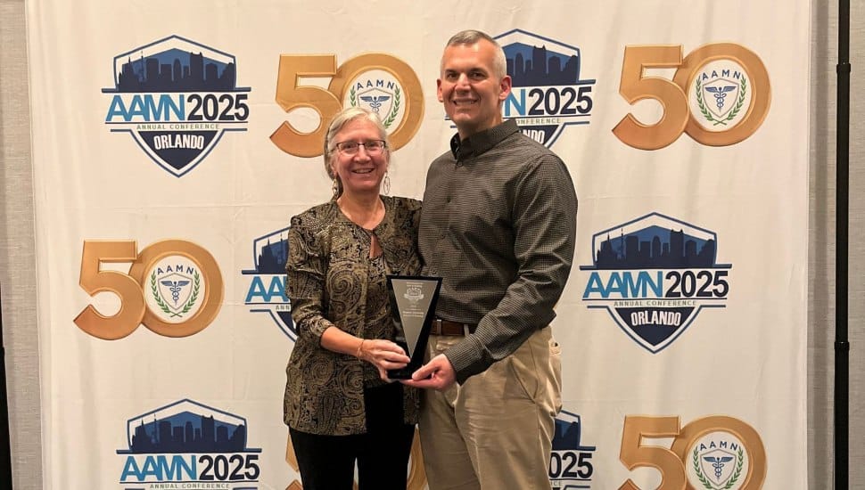 Normajean Colby, associate professor of nursing at Widener University, with Brian Fasolka, who earned a PhD in nursing science at Widener in 2016.