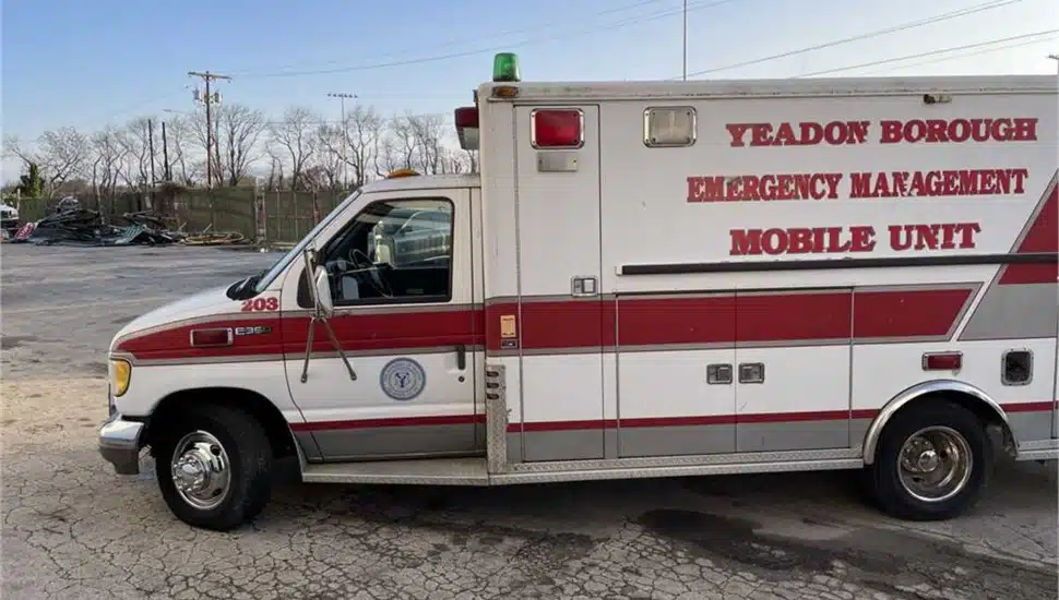 A 1993 E350 ambulance belonging to Yeadon Borough is being auctioned off.