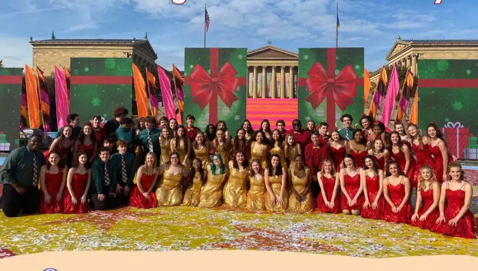 The Upper Darby Summer Stage's Shooting Stars outside the Philadelphia Art Museum during an appearance at the 6ABC Thanksgiving Day Parade.