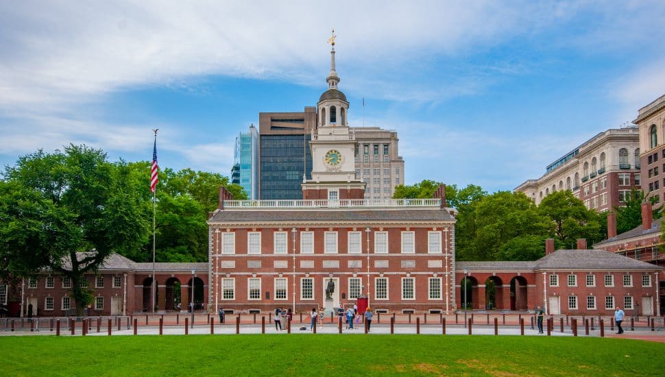 The front of Independence Hall in Old City.