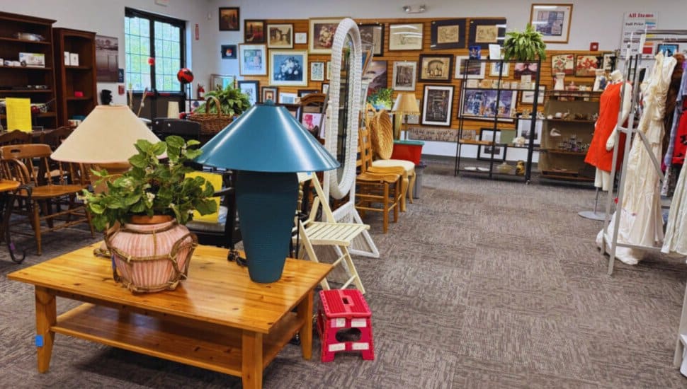 The interior of the NOVA thrift shop.
