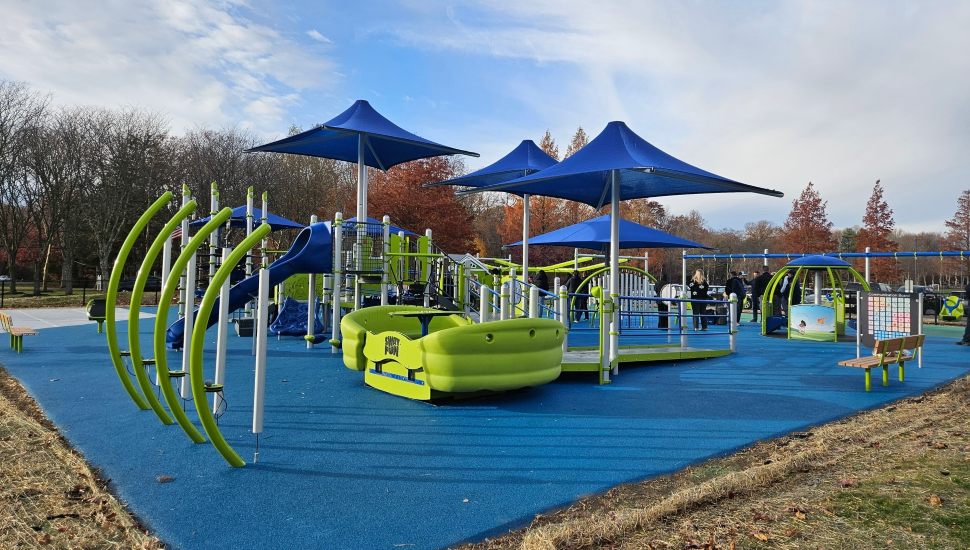 Equipment for the new inclusive playground in Robbinsville, built with help from General Recreation Inc. in Newtown Square.