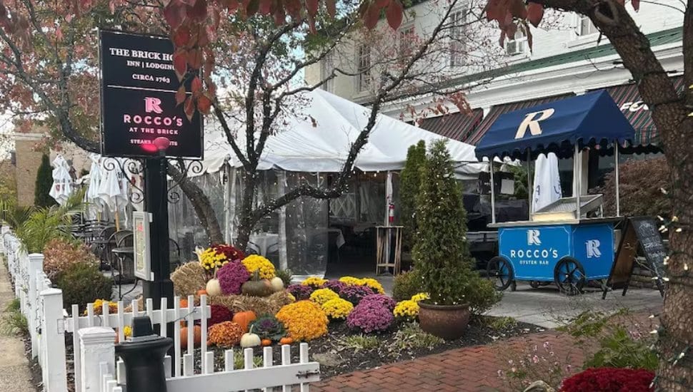 The exterior landscaping for Rocco's at the Brick.