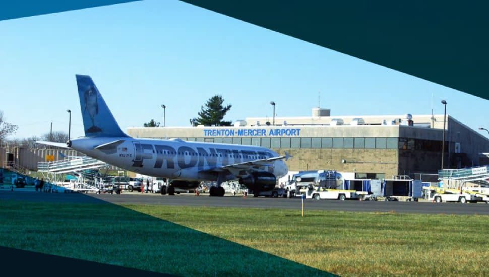 Airplanes on the ground at Trenton-Mercer Airport.