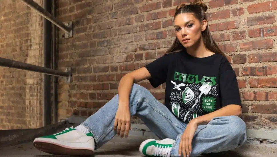 An example of a T-shirt in the limited-edition clothing collection being launched by the Philadelphia Eagles and Jason Kelce's Underdog Apparel.