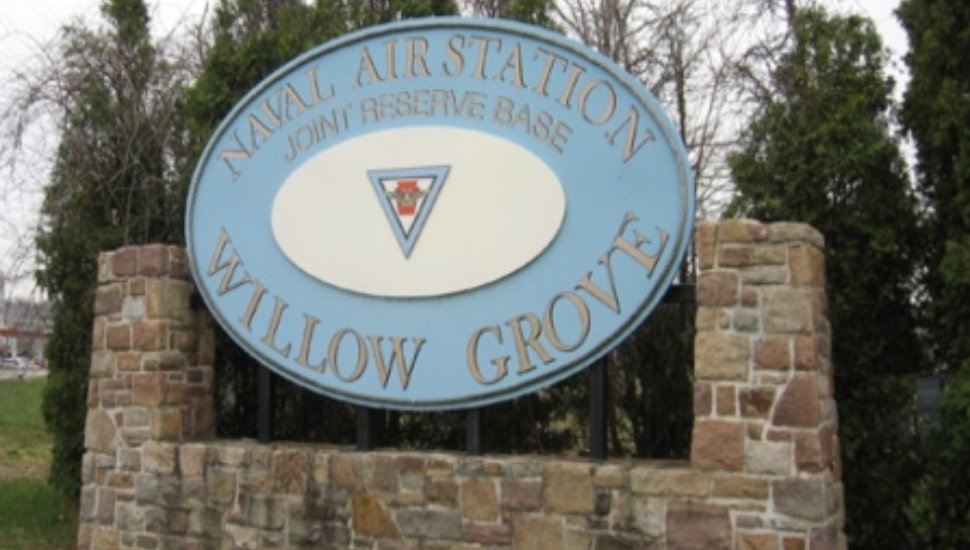The sign at the entrance to Willow Grove Navy Base.