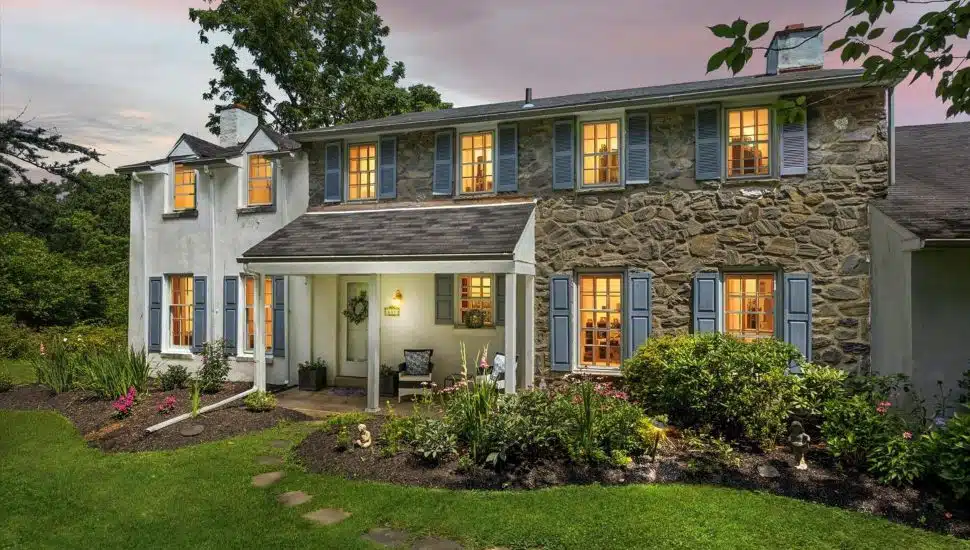 A stone-front colonial home at 641 Andover Road in Newtown Square is available for sale.