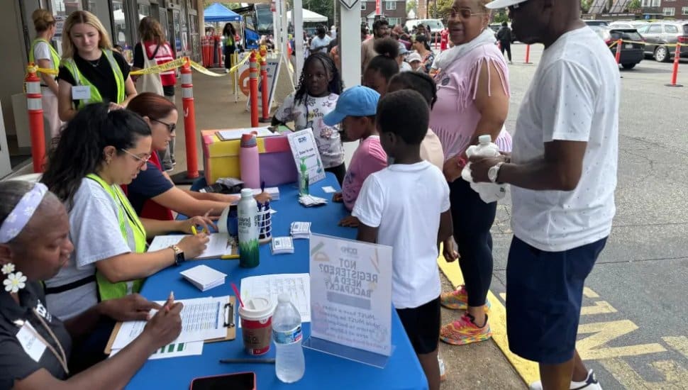 A bookbag distribution, one of the many programs run by the Delaware County Health Department.
