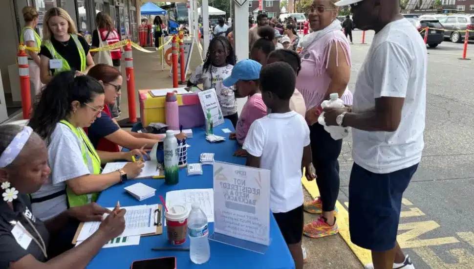 A bookbag distribution, one of the many programs run by the Delaware County Health Department.