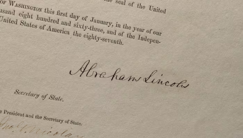 A rare copy of an Abraham Lincoln-signed Emancipation Proclamation.