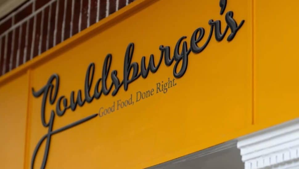 A sign for Gouldsburgers.
